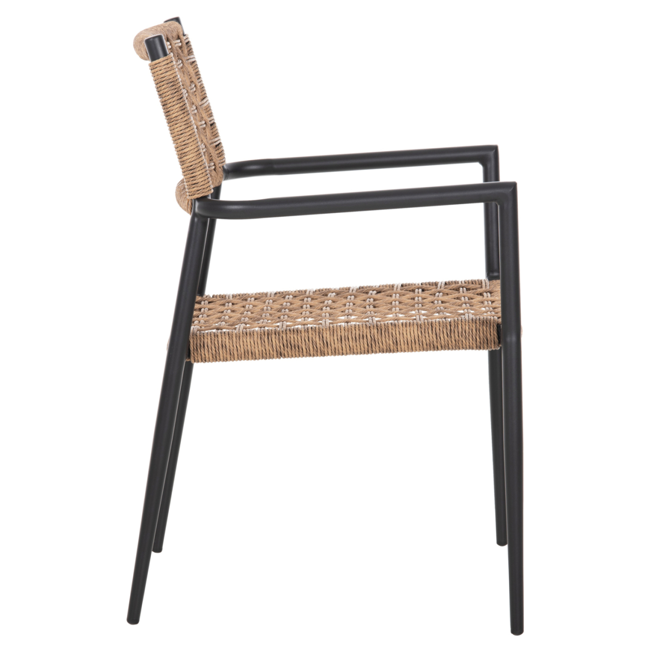 ARMCHAIR TRILAN HM6044.02 ALUMINUM IN BLACK-SYNTHETIC RATTAN IN NATURAL 57x59x85Hcm. [4]