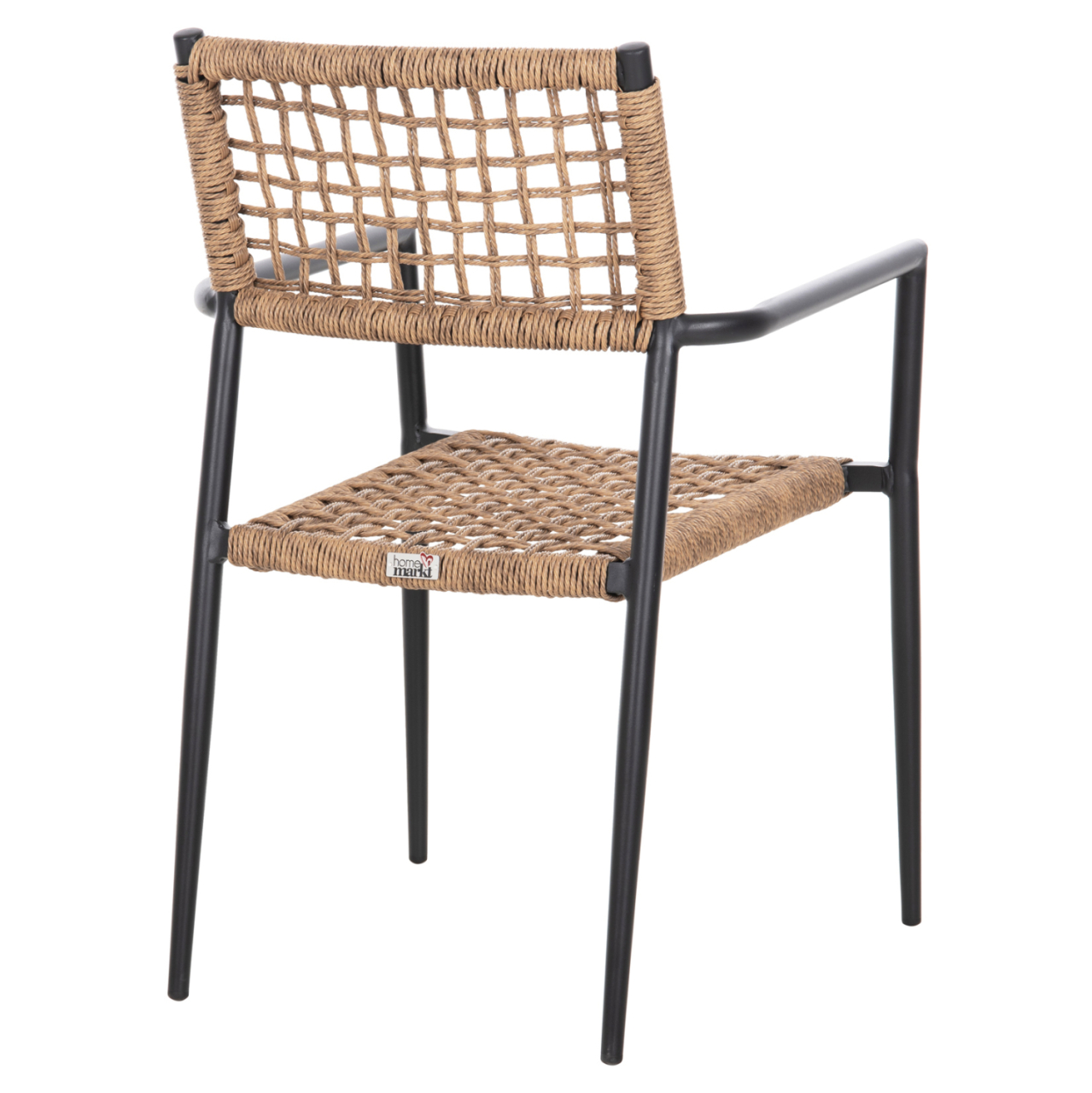 ARMCHAIR TRILAN HM6044.02 ALUMINUM IN BLACK-SYNTHETIC RATTAN IN NATURAL 57x59x85Hcm. [5]