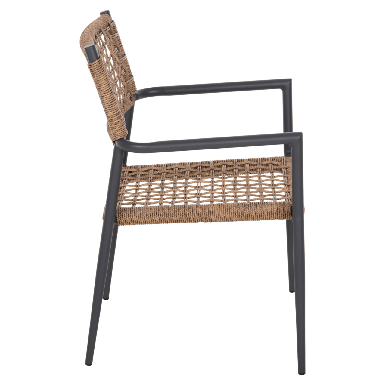 ARMCHAIR TRILAN HM6044.03 ALUMINUM IN ANTHRACITE-SYNTHETIC RATTAN IN NATURAL 57x59x85Hcm. [4]