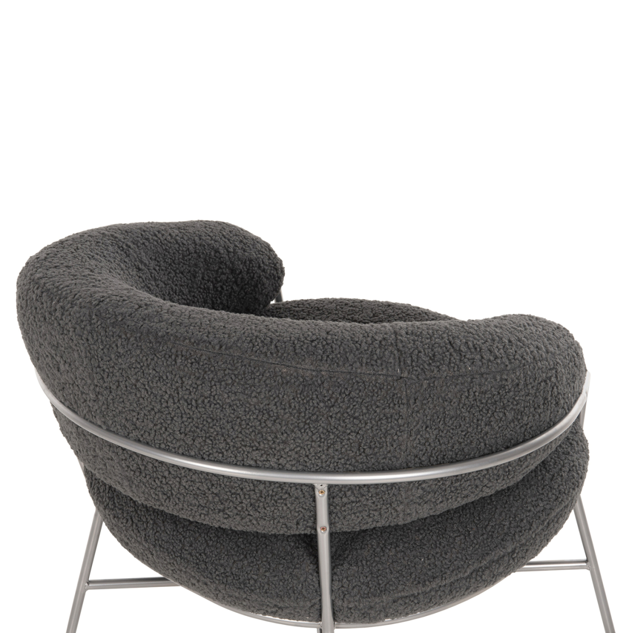 ARMCHAIR TRUDI HM8639.21 GREY BOUCLE FABRIC AND SILVER METAL FRAME 84x79x76Hcm. [9]