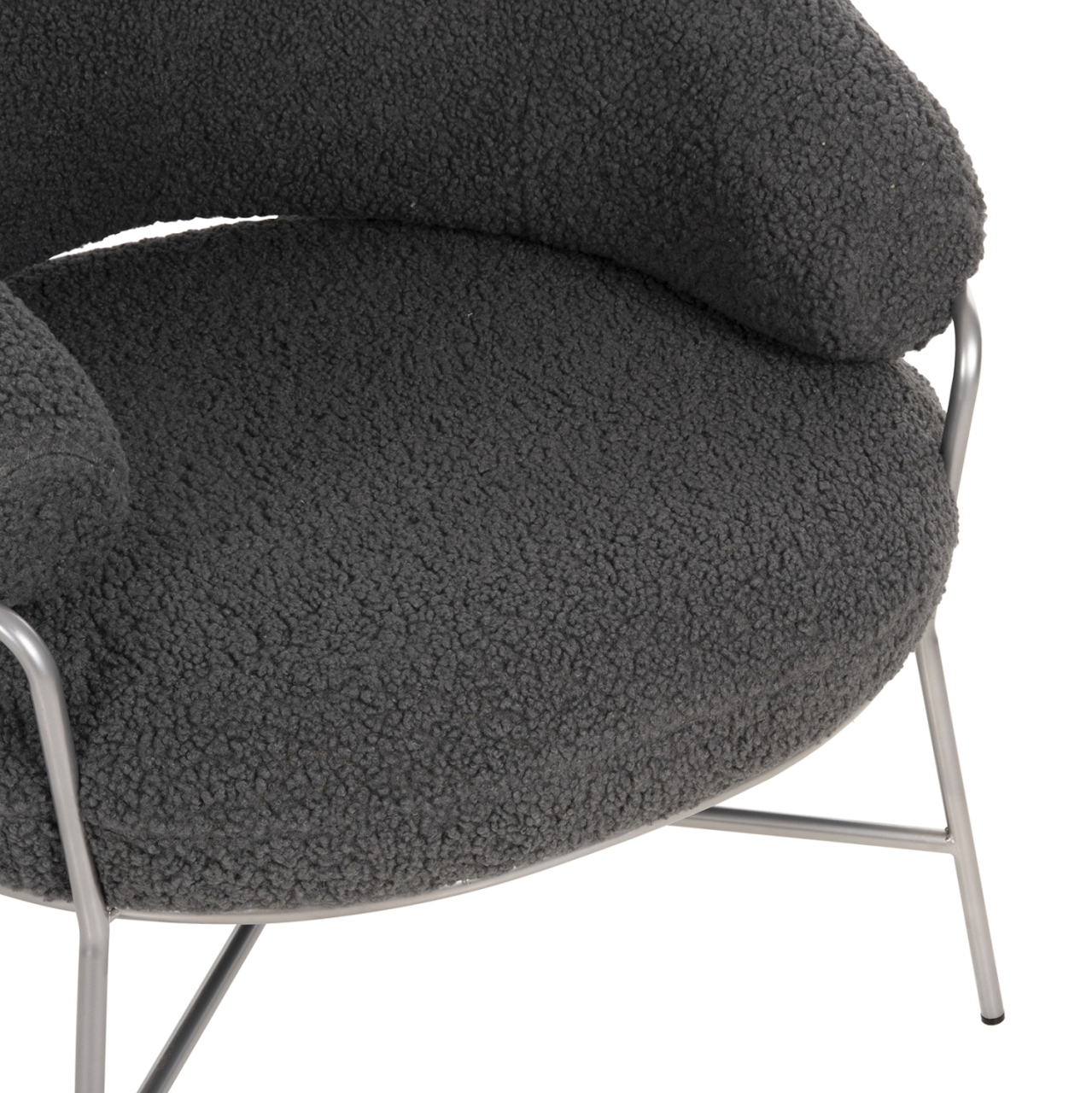 ARMCHAIR TRUDI HM8639.21 GREY BOUCLE FABRIC AND SILVER METAL FRAME 84x79x76Hcm. [8]