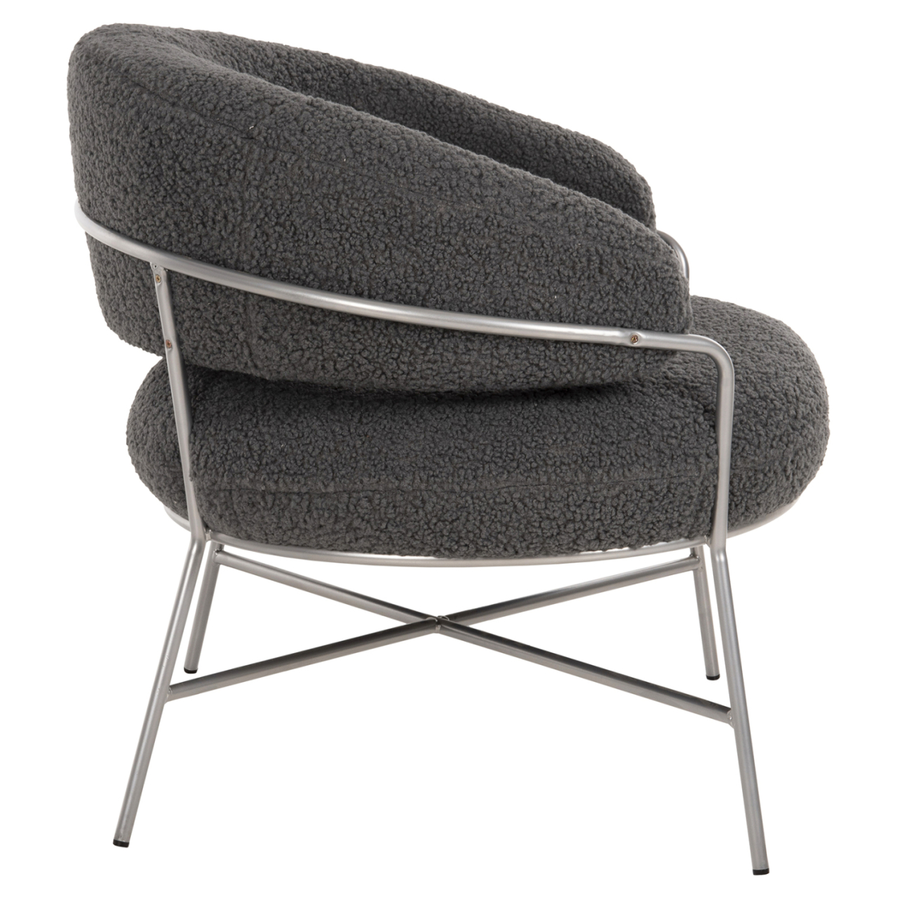 ARMCHAIR TRUDI HM8639.21 GREY BOUCLE FABRIC AND SILVER METAL FRAME 84x79x76Hcm. [4]