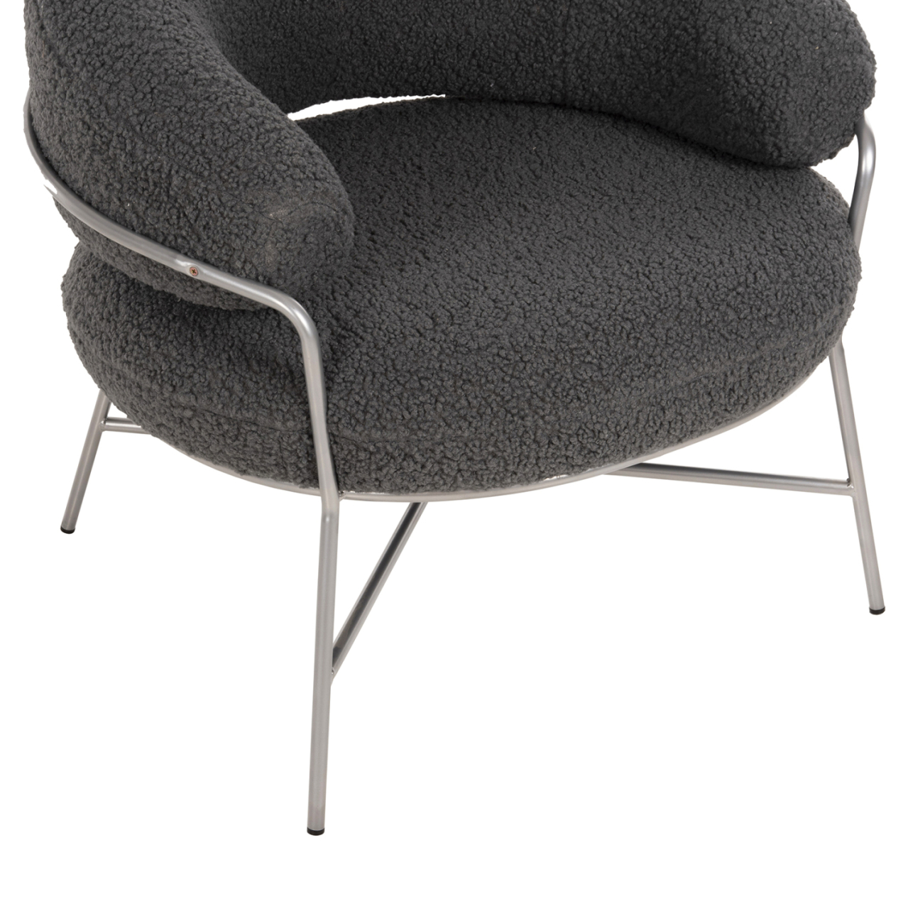 ARMCHAIR TRUDI HM8639.21 GREY BOUCLE FABRIC AND SILVER METAL FRAME 84x79x76Hcm. [10]