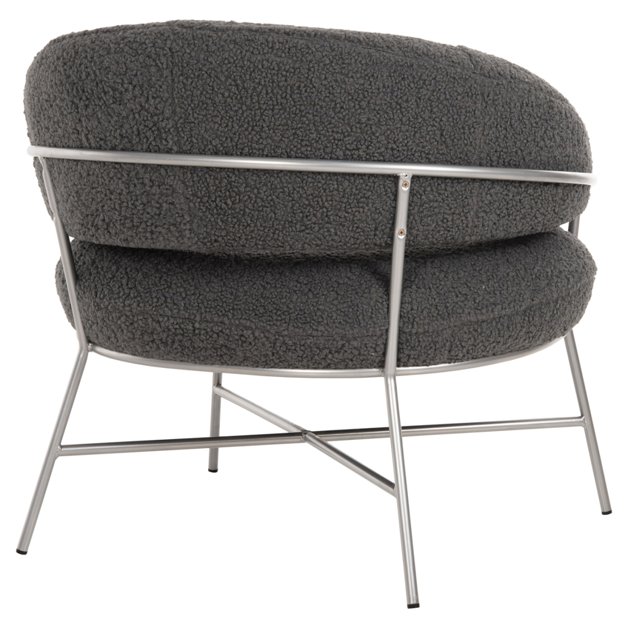 ARMCHAIR TRUDI HM8639.21 GREY BOUCLE FABRIC AND SILVER METAL FRAME 84x79x76Hcm. [5]