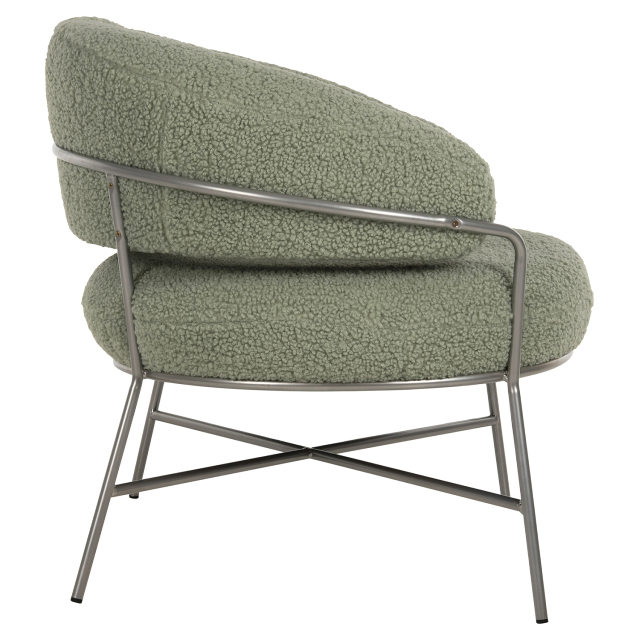 ARMCHAIR TRUDI HM8639.27 PISTACHIO GREEN BOUCLE FABRIC AND SILVER METAL FRAME 84x79x76Hcm. [4]