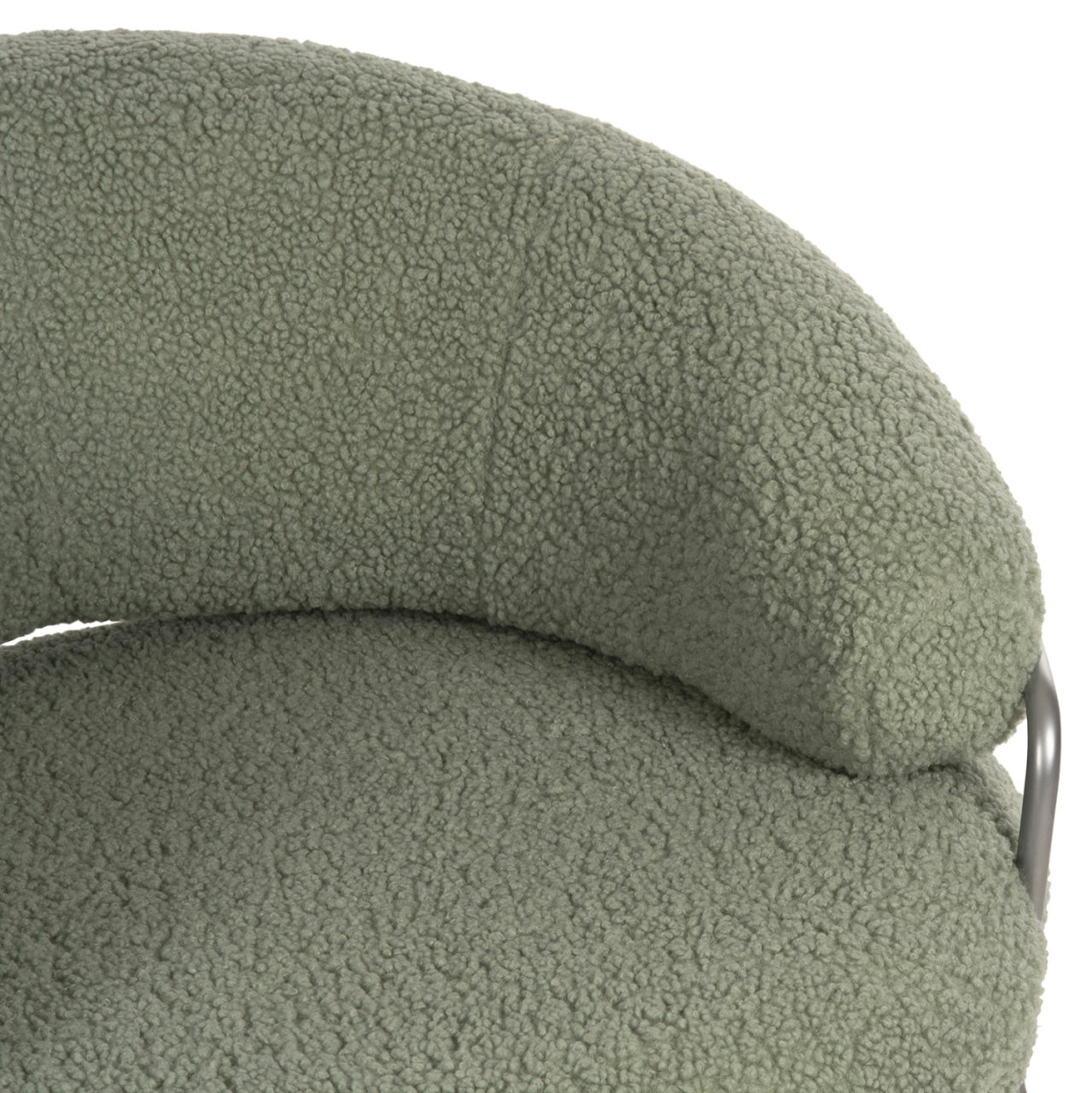 ARMCHAIR TRUDI HM8639.27 PISTACHIO GREEN BOUCLE FABRIC AND SILVER METAL FRAME 84x79x76Hcm. [7]