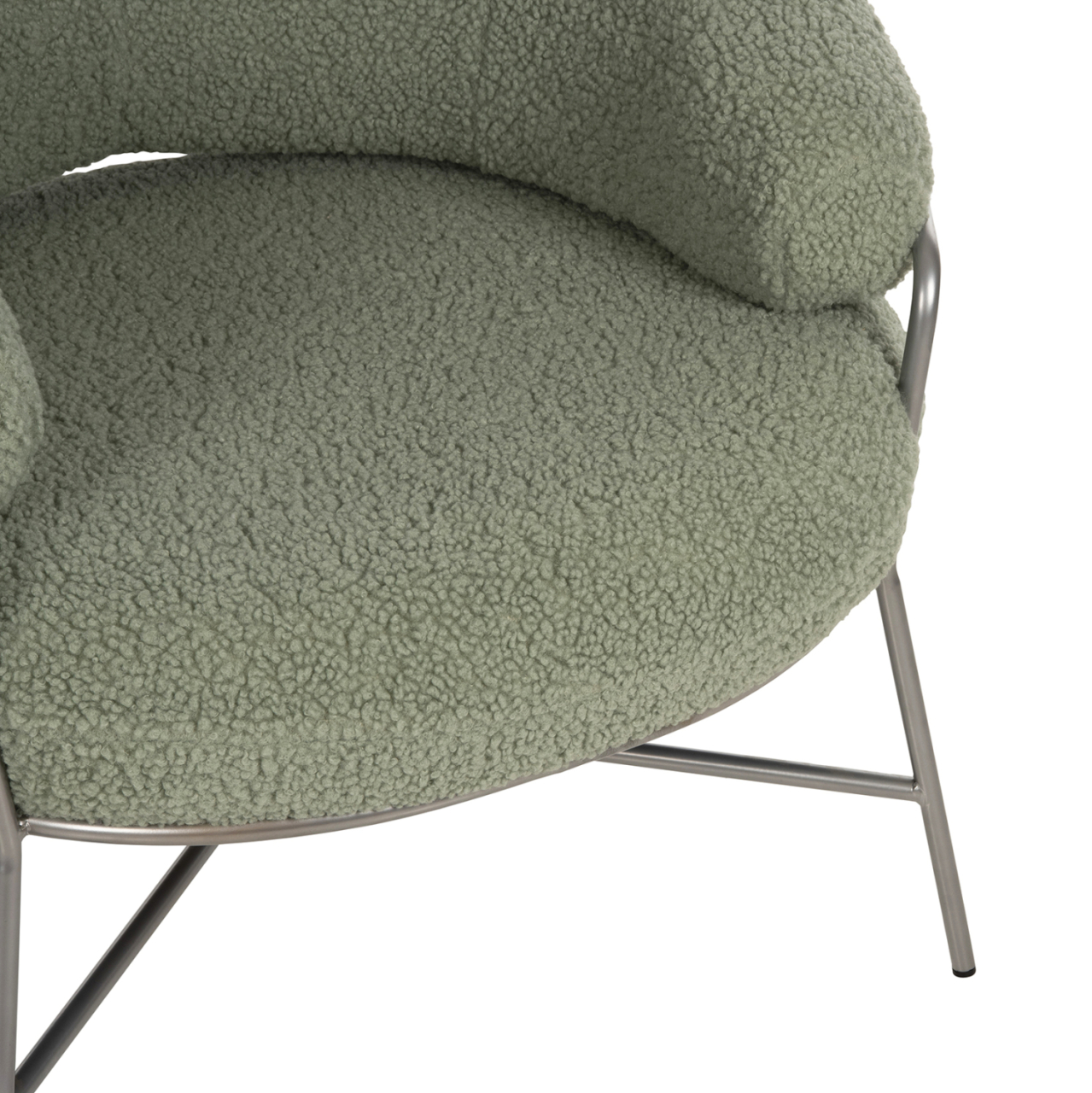 ARMCHAIR TRUDI HM8639.27 PISTACHIO GREEN BOUCLE FABRIC AND SILVER METAL FRAME 84x79x76Hcm. [8]