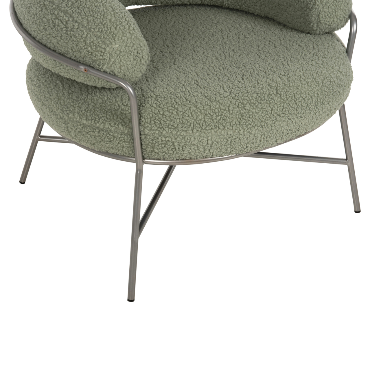 ARMCHAIR TRUDI HM8639.27 PISTACHIO GREEN BOUCLE FABRIC AND SILVER METAL FRAME 84x79x76Hcm. [9]