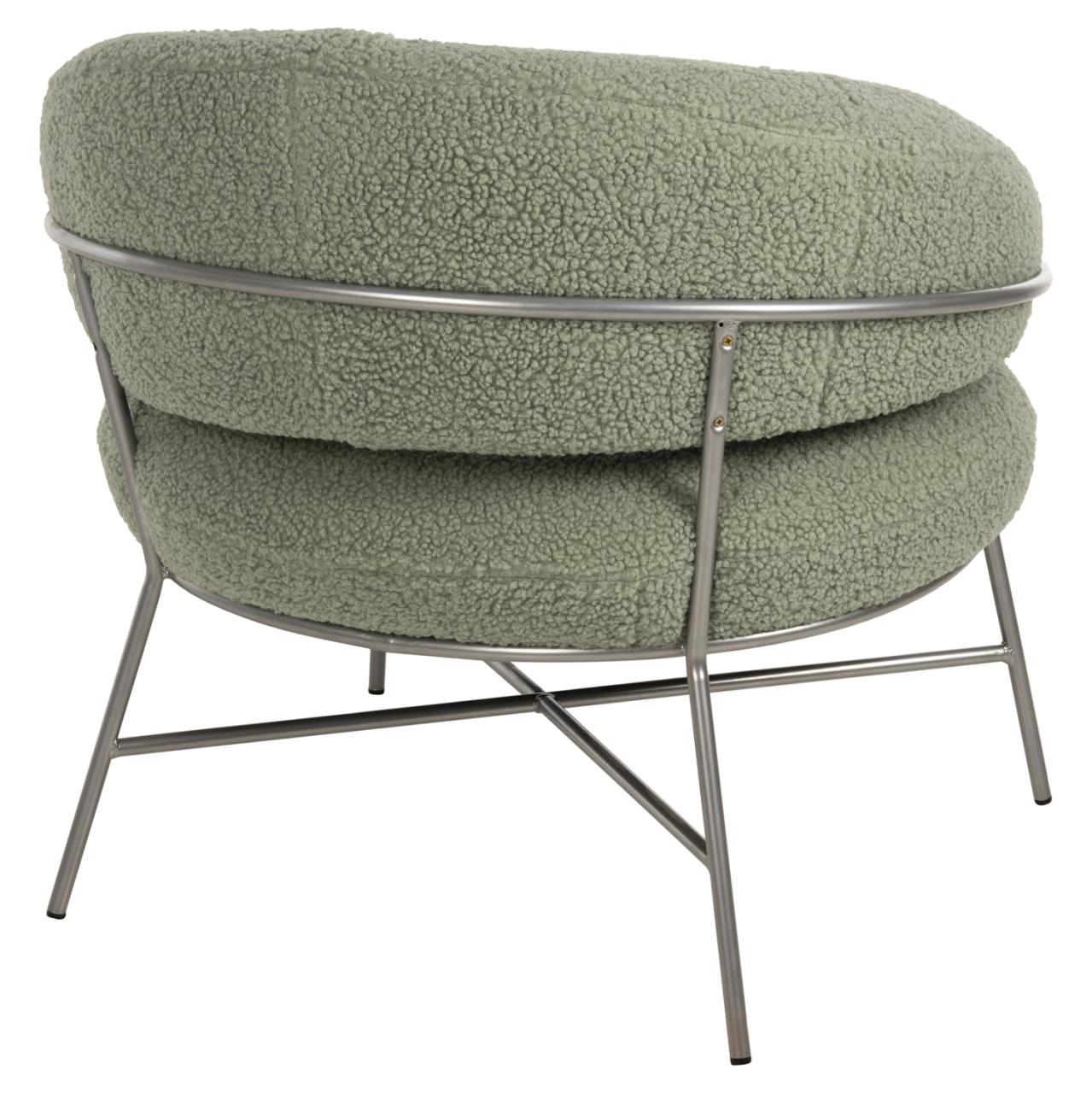 ARMCHAIR TRUDI HM8639.27 PISTACHIO GREEN BOUCLE FABRIC AND SILVER METAL FRAME 84x79x76Hcm. [5]
