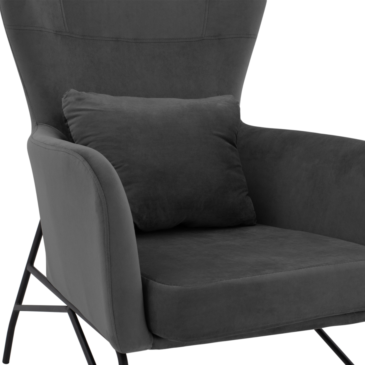 Armchair Velvet Grey with metallic black leg HM8721.01 67x80x102 cm. [7]