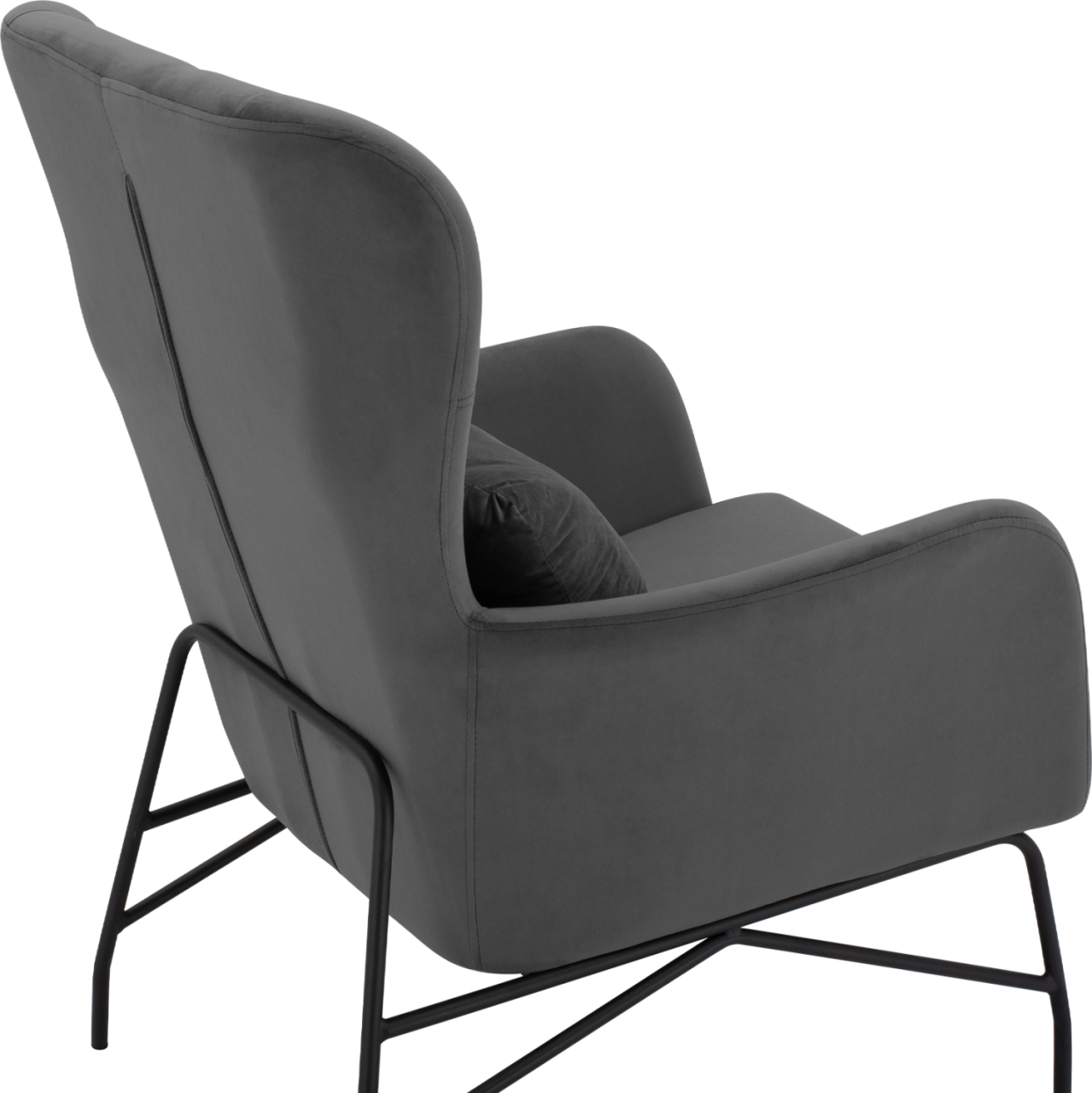 Armchair Velvet Grey with metallic black leg HM8721.01 67x80x102 cm. [10]