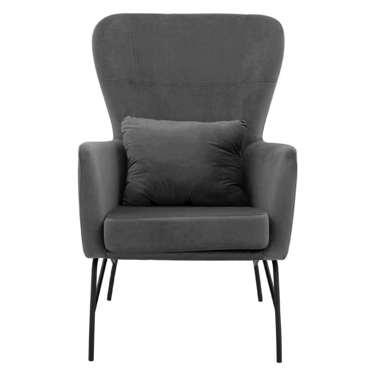 Armchair Velvet Grey with metallic black leg HM8721.01 67x80x102 cm. [3]