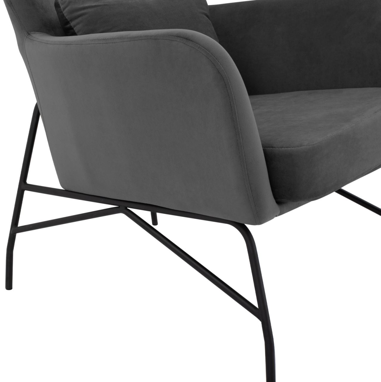 Armchair Velvet Grey with metallic black leg HM8721.01 67x80x102 cm. [8]