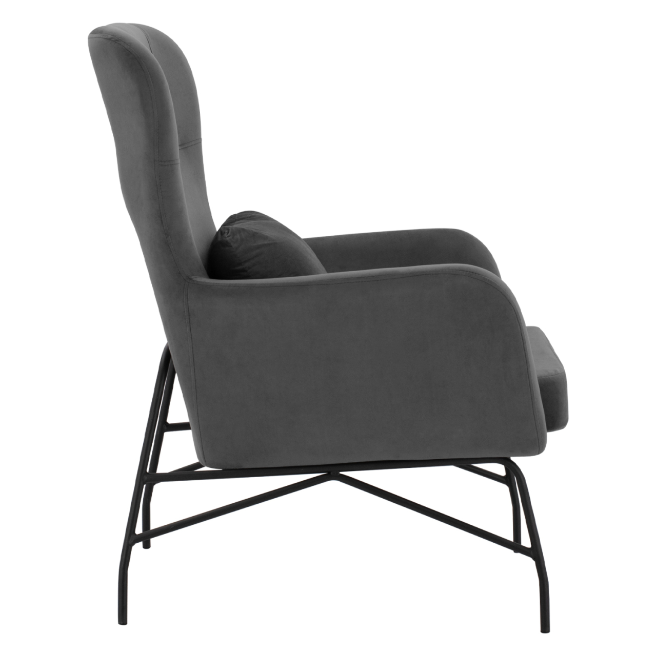Armchair Velvet Grey with metallic black leg HM8721.01 67x80x102 cm. [4]