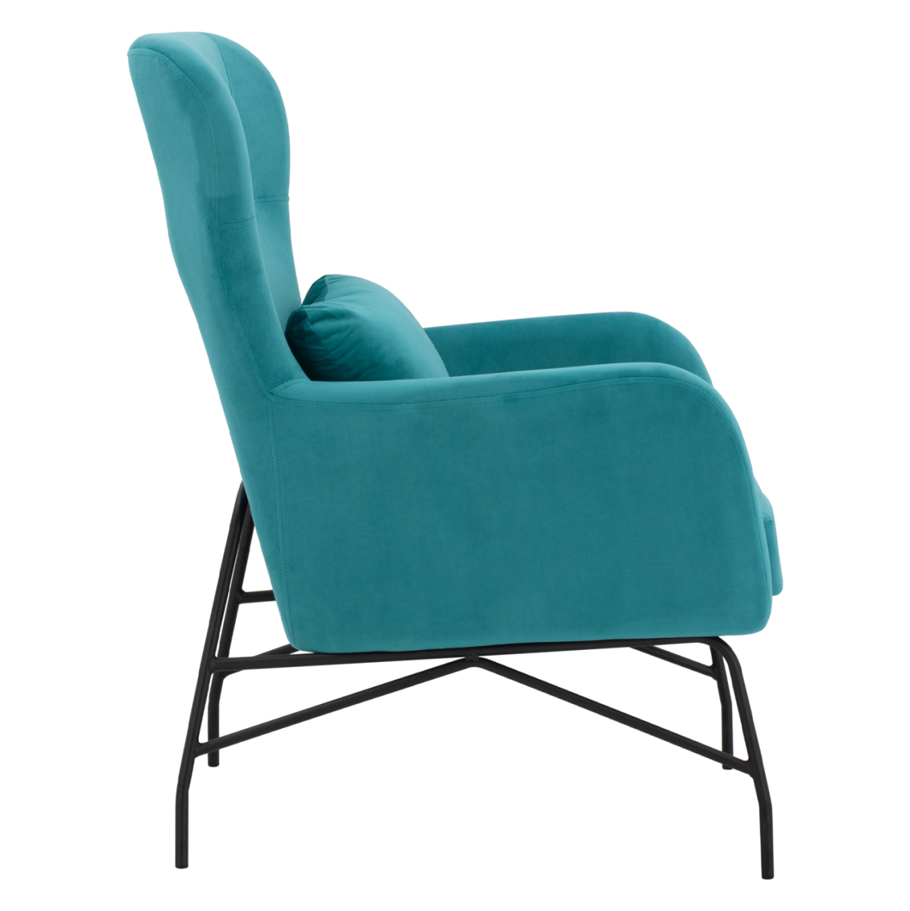 Armchair Velvet Turquoise with metallic black leg HM8721.08 67x80x102 cm. [4]