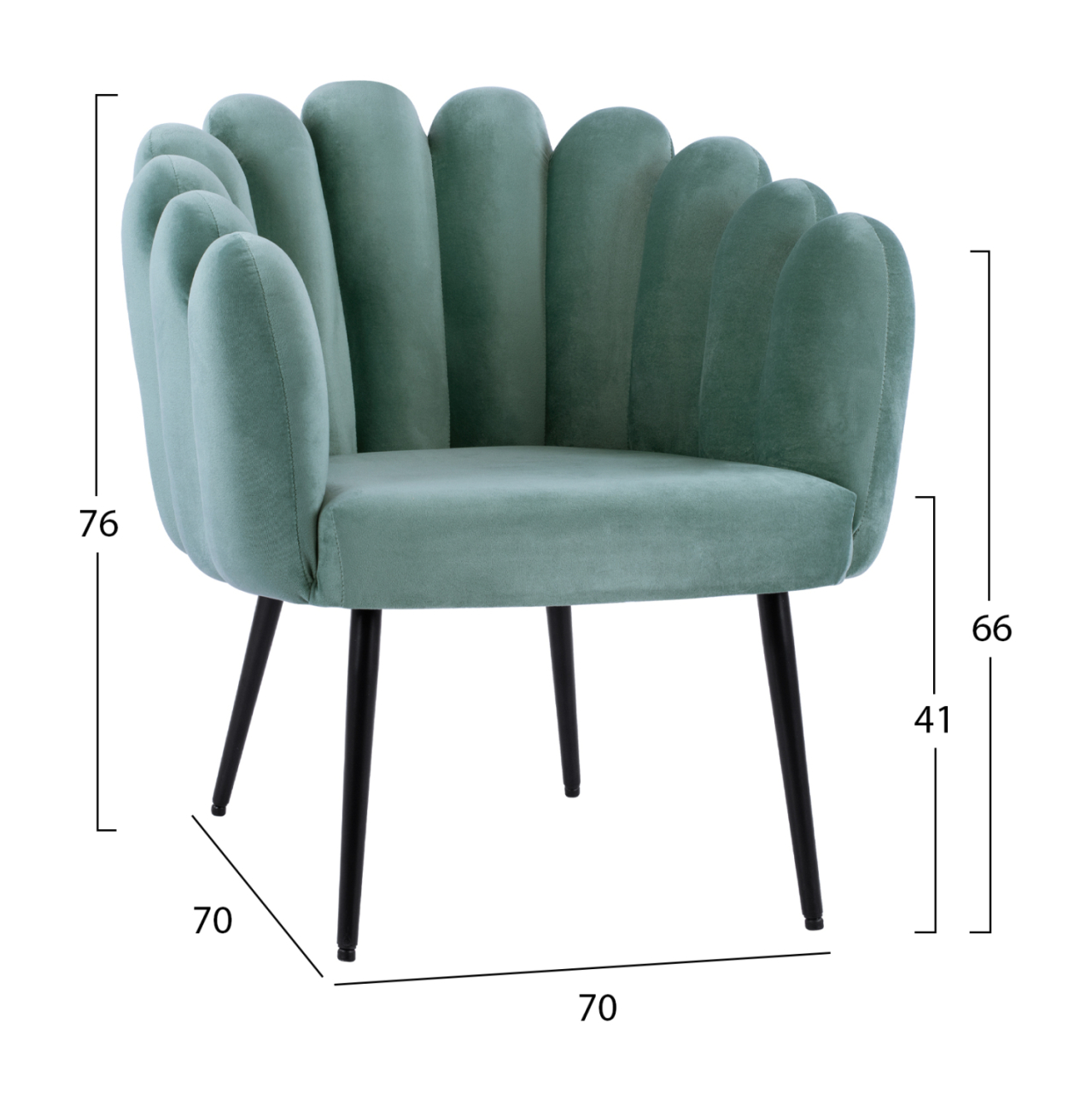 Armchair Vivien HM8631.07 Pistachio Green velvet, black legs 67x64x77cm [2]