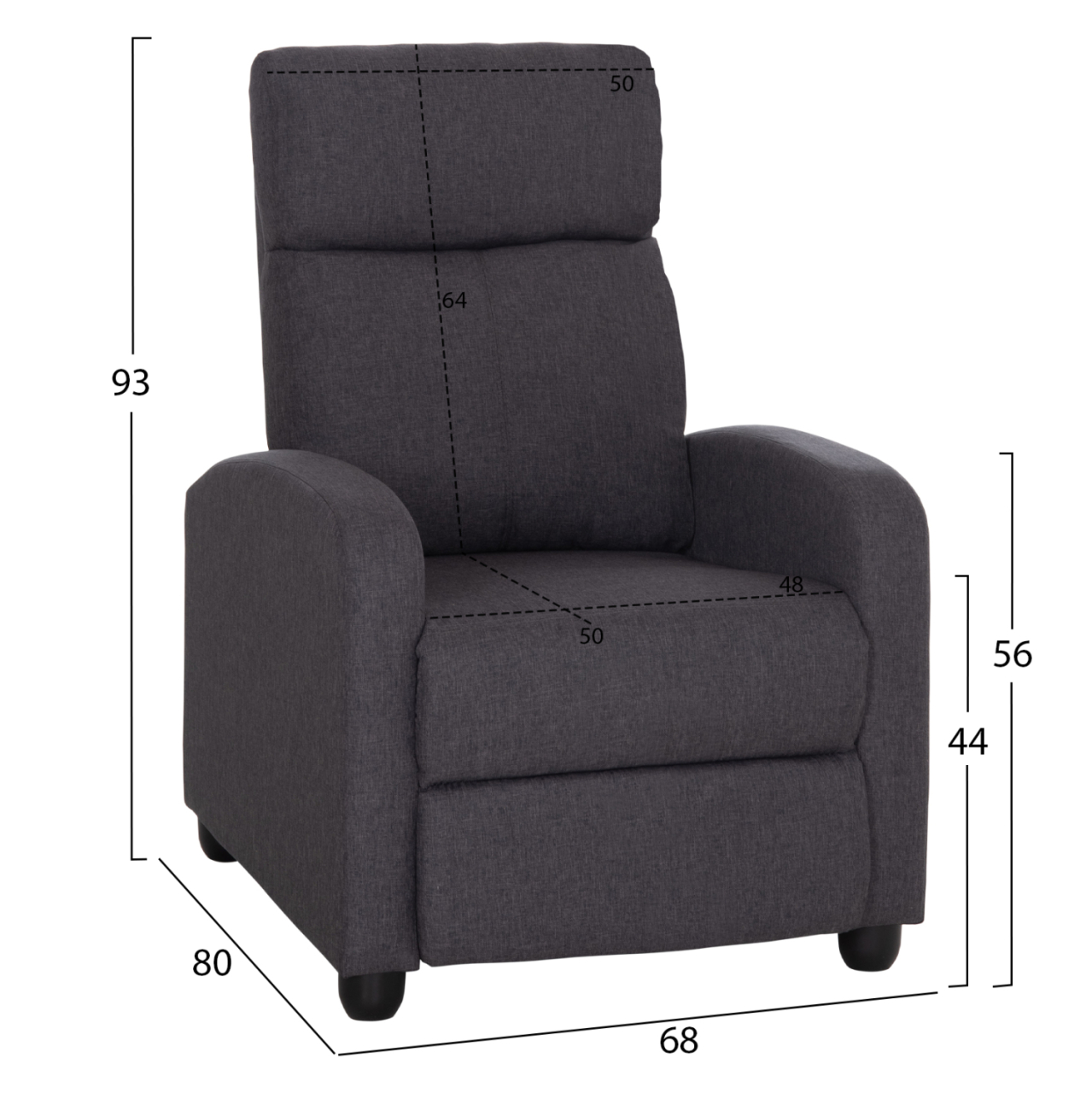 ARMCHAIR WITH PUSH-BACK RELAX MECHANISM DROSEN HM3299.01 GREY FABRIC 68x80x93Hcm. [2]