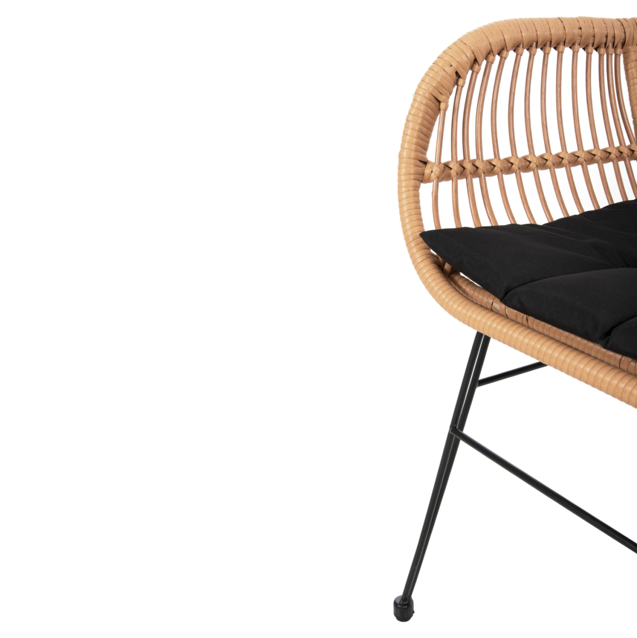 ARMCHAIR WITH SEAT CUSHION METAL FRAME ALLEGRA HM5450.31 BEIGE RATTAN IN WICKER 58x59x82H cm.m. [10]