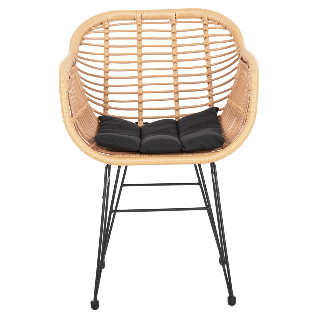 ARMCHAIR WITH SEAT CUSHION METAL FRAME ALLEGRA HM5450.31 BEIGE RATTAN IN WICKER 58x59x82H cm.m. [3]