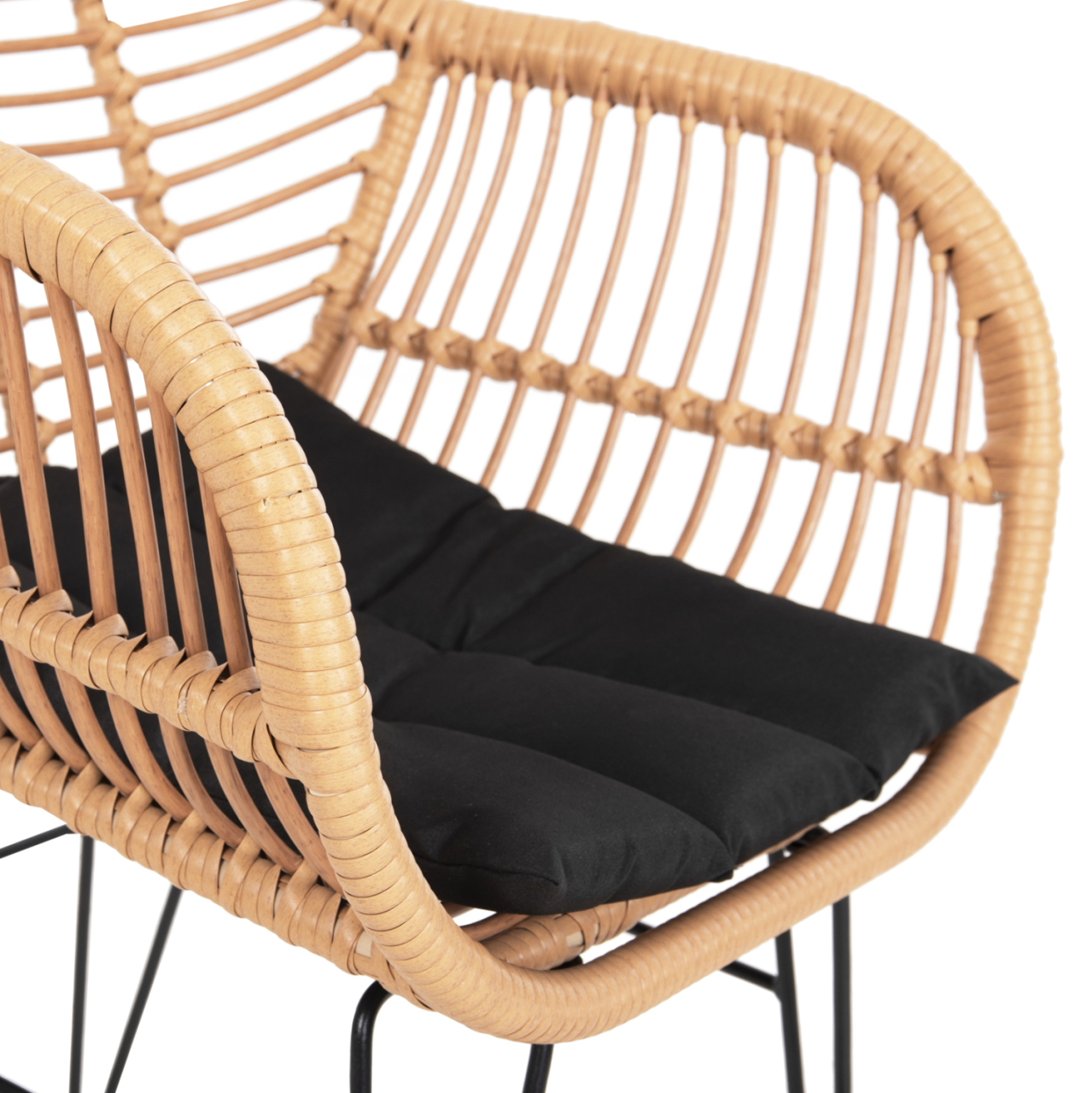 ARMCHAIR WITH SEAT CUSHION METAL FRAME ALLEGRA HM5450.31 BEIGE RATTAN IN WICKER 58x59x82H cm.m. [8]