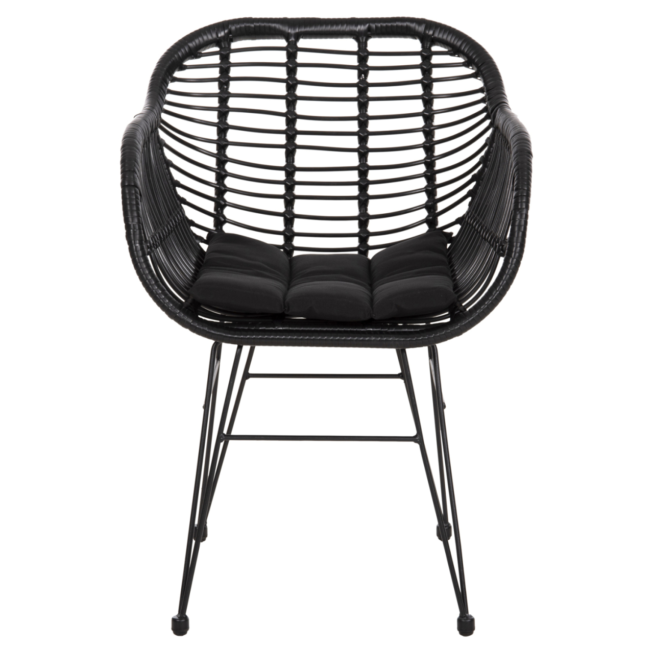 ARMCHAIR WITH SEAT CUSHION METAL FRAME ALLEGRA HM5450.32 BLACK RATTAN IN WICKER 58x59x82H [3]