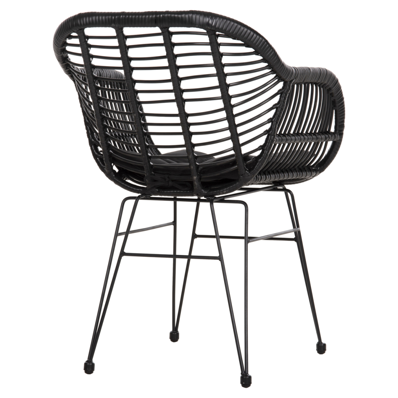 ARMCHAIR WITH SEAT CUSHION METAL FRAME ALLEGRA HM5450.32 BLACK RATTAN IN WICKER 58x59x82H [5]