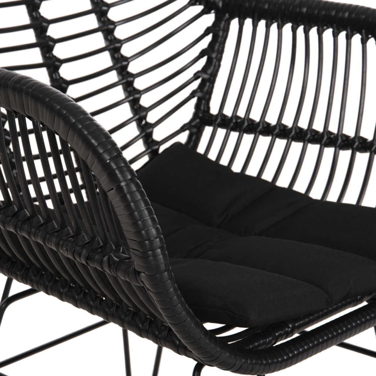 ARMCHAIR WITH SEAT CUSHION METAL FRAME ALLEGRA HM5450.32 BLACK RATTAN IN WICKER 58x59x82H [8]