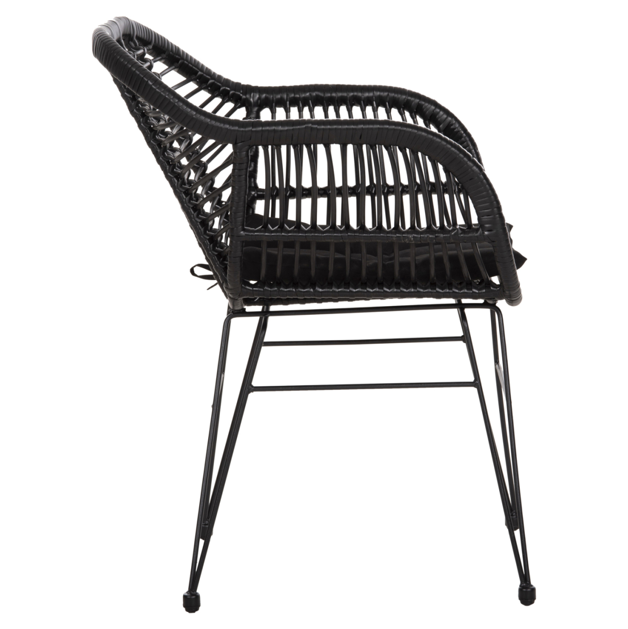ARMCHAIR WITH SEAT CUSHION METAL FRAME ALLEGRA HM5450.32 BLACK RATTAN IN WICKER 58x59x82H [4]