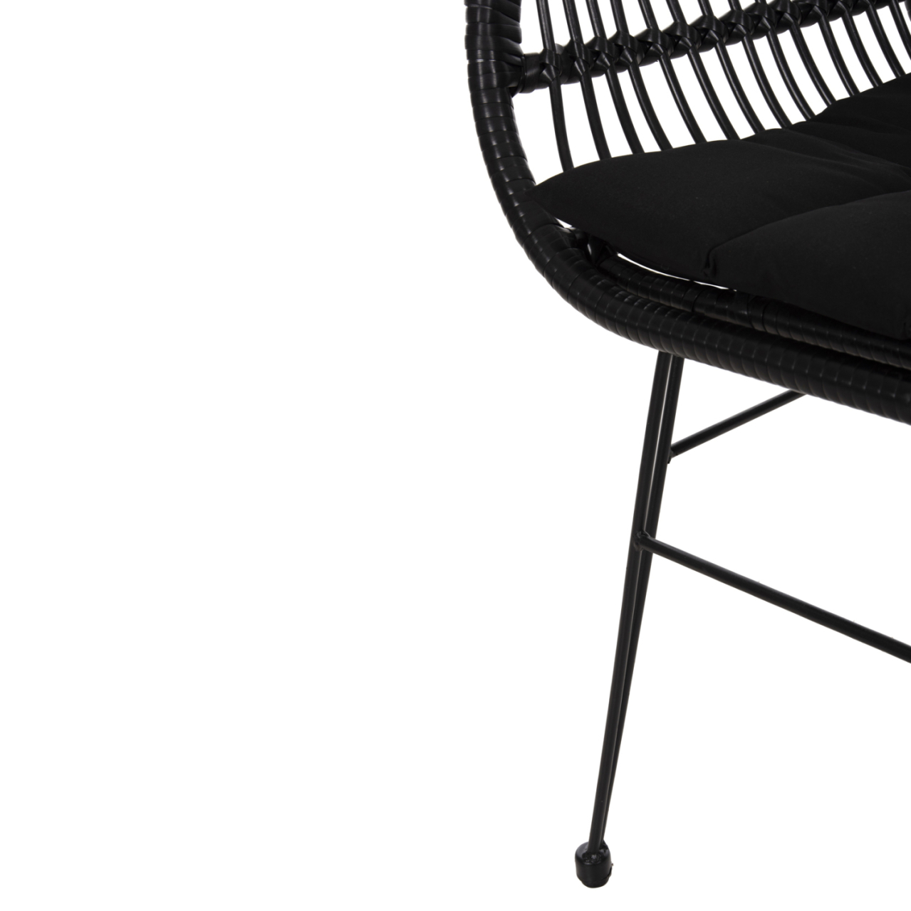 ARMCHAIR WITH SEAT CUSHION METAL FRAME ALLEGRA HM5450.32 BLACK RATTAN IN WICKER 58x59x82H [10]