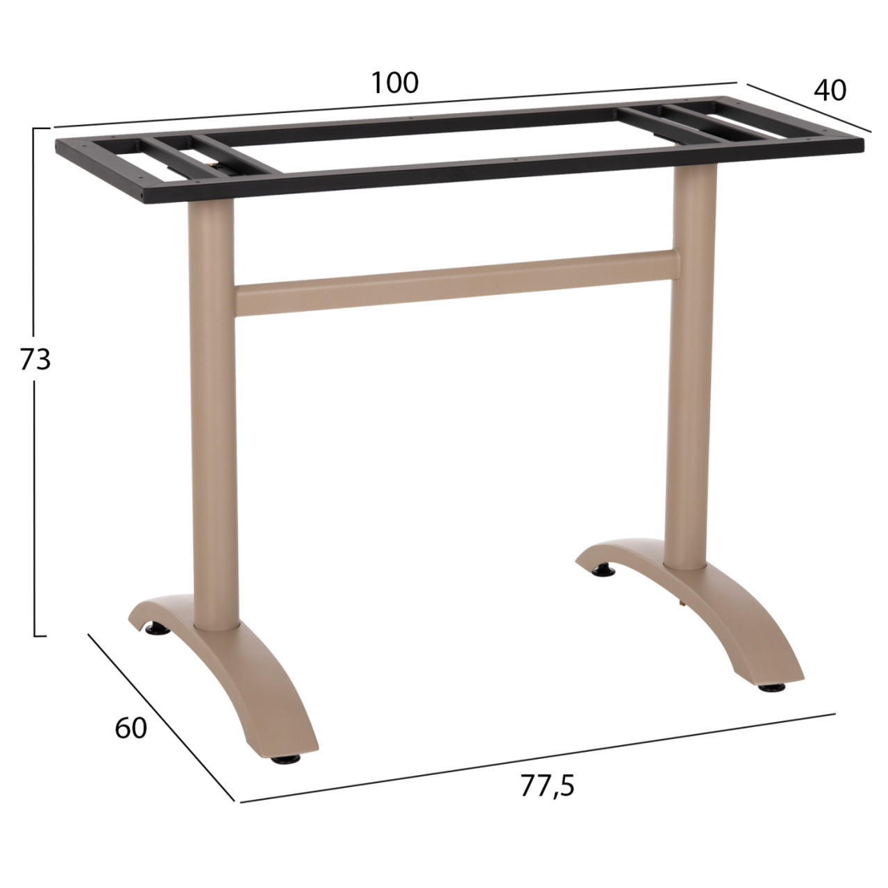 ASE FOR TABLE HM461.25 ALUMINUM DOUBLE IN CAPPUCCINO WITH HEIGHT ADJUSTERS 100Χ60Χ73Hcm. [2]