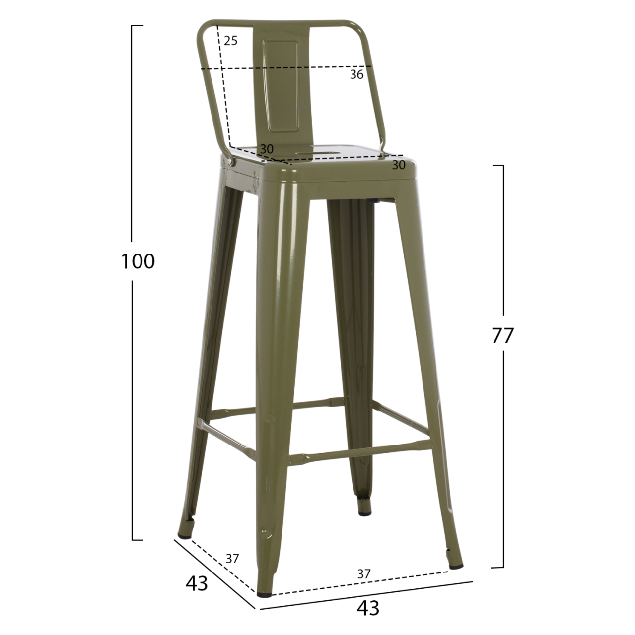 ΣΚΑΜΠΟ BAR ΜΕΤΑΛΛΙΚΟ MELITA ME ΠΛΑΤΗ ΣΕ DARK OLIVE GREEN HM8643.03 43Χ43Χ100εκ. [2]