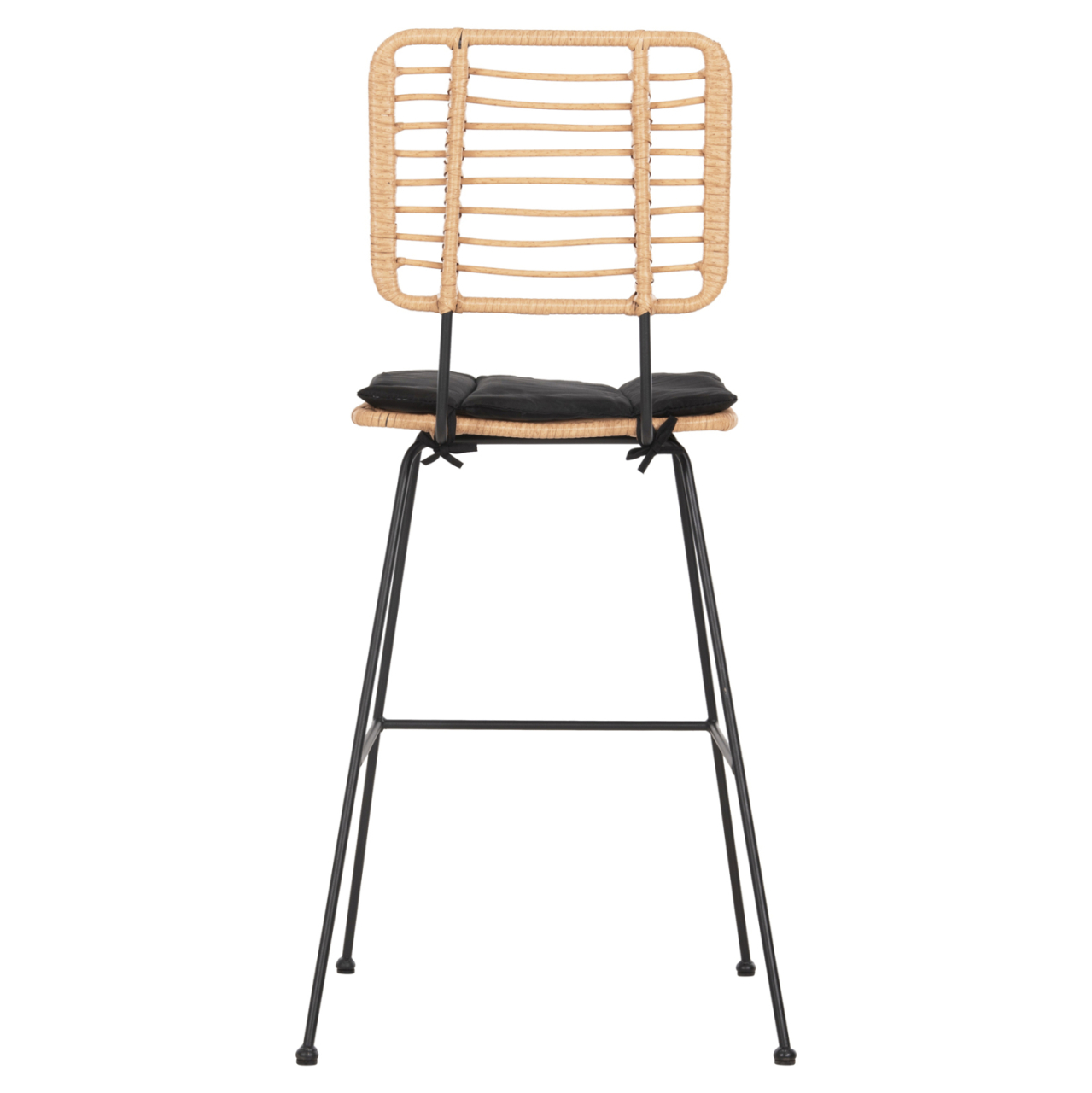 BAR STOOL ALLEGRA HM5455.11 METALandCUSHION BLACK-WICKER BEIGE 56x59x116.5Hcm. [6]