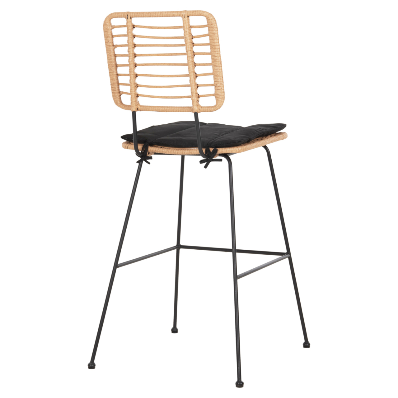 BAR STOOL ALLEGRA HM5455.11 METALandCUSHION BLACK-WICKER BEIGE 56x59x116.5Hcm. [5]