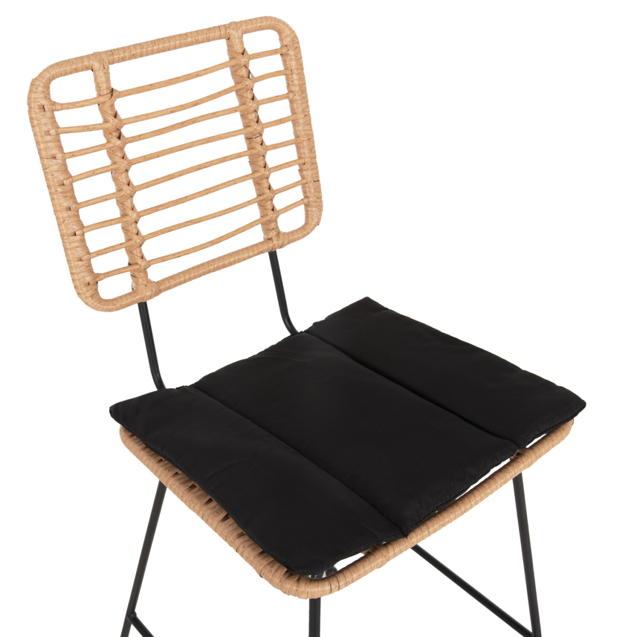 BAR STOOL ALLEGRA HM5455.11 METALandCUSHION BLACK-WICKER BEIGE 56x59x116.5Hcm. [7]
