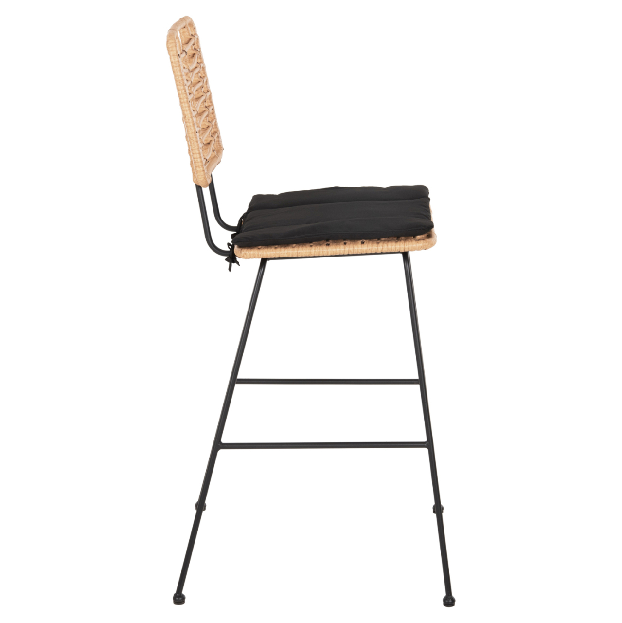 BAR STOOL ALLEGRA HM5455.11 METALandCUSHION BLACK-WICKER BEIGE 56x59x116.5Hcm. [4]