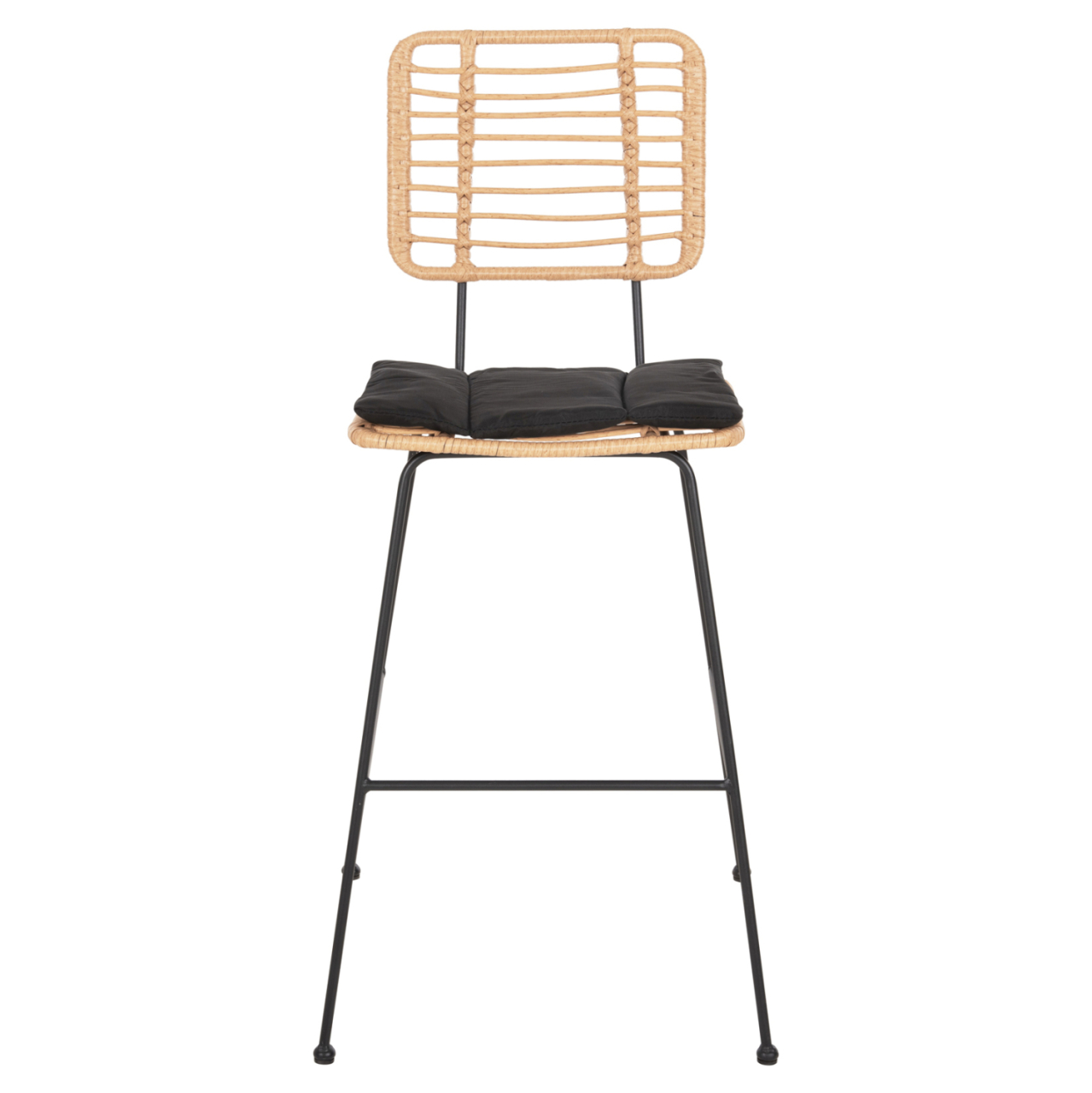 BAR STOOL ALLEGRA HM5455.11 METALandCUSHION BLACK-WICKER BEIGE 56x59x116.5Hcm. [3]
