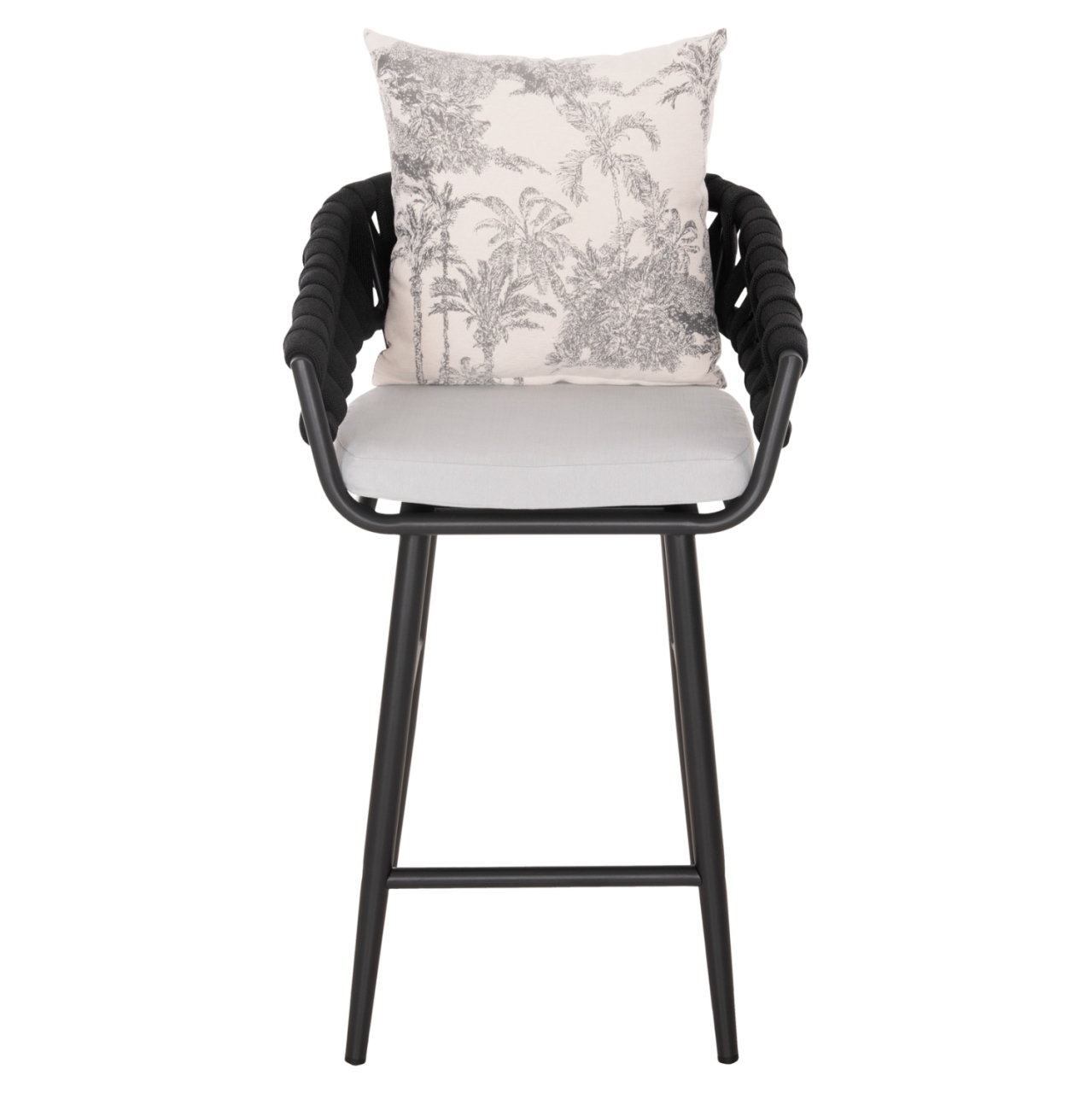 BAR STOOL ALUMINUM CAMDEN HM6142.01 ANTHRACITE WITH ECRU BACK CUSHION WITH PRINT PATTERN 56x60x108Hcm. [3]