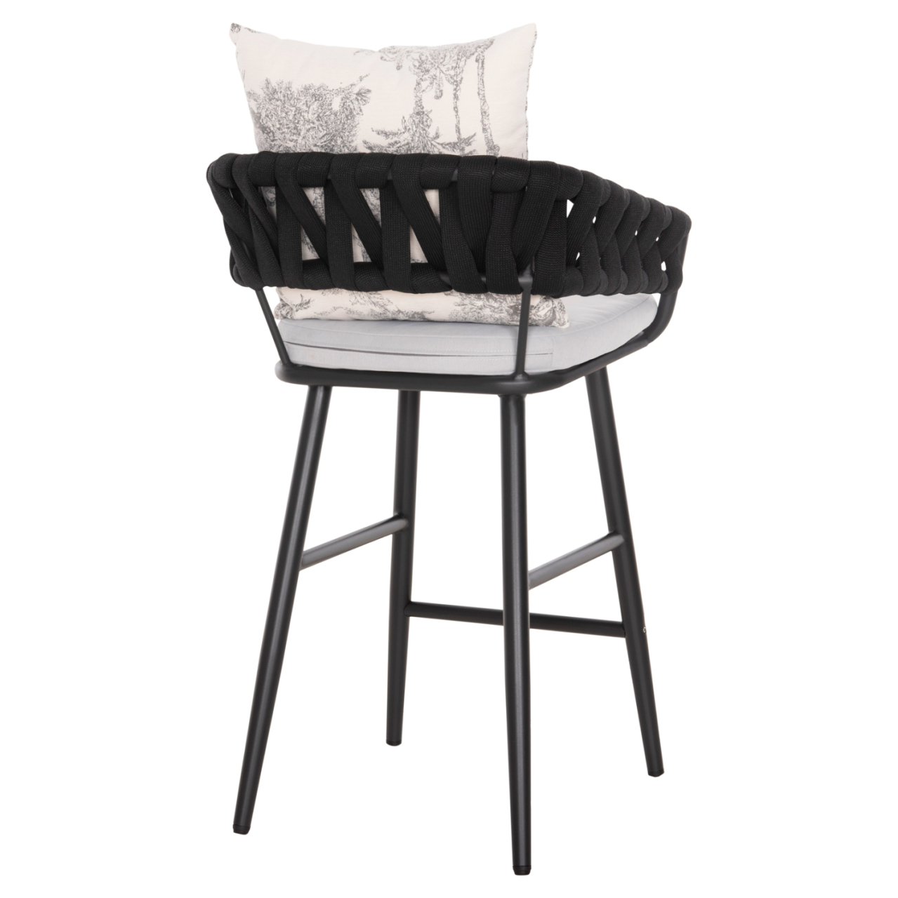 BAR STOOL ALUMINUM CAMDEN HM6142.01 ANTHRACITE WITH ECRU BACK CUSHION WITH PRINT PATTERN 56x60x108Hcm. [5]