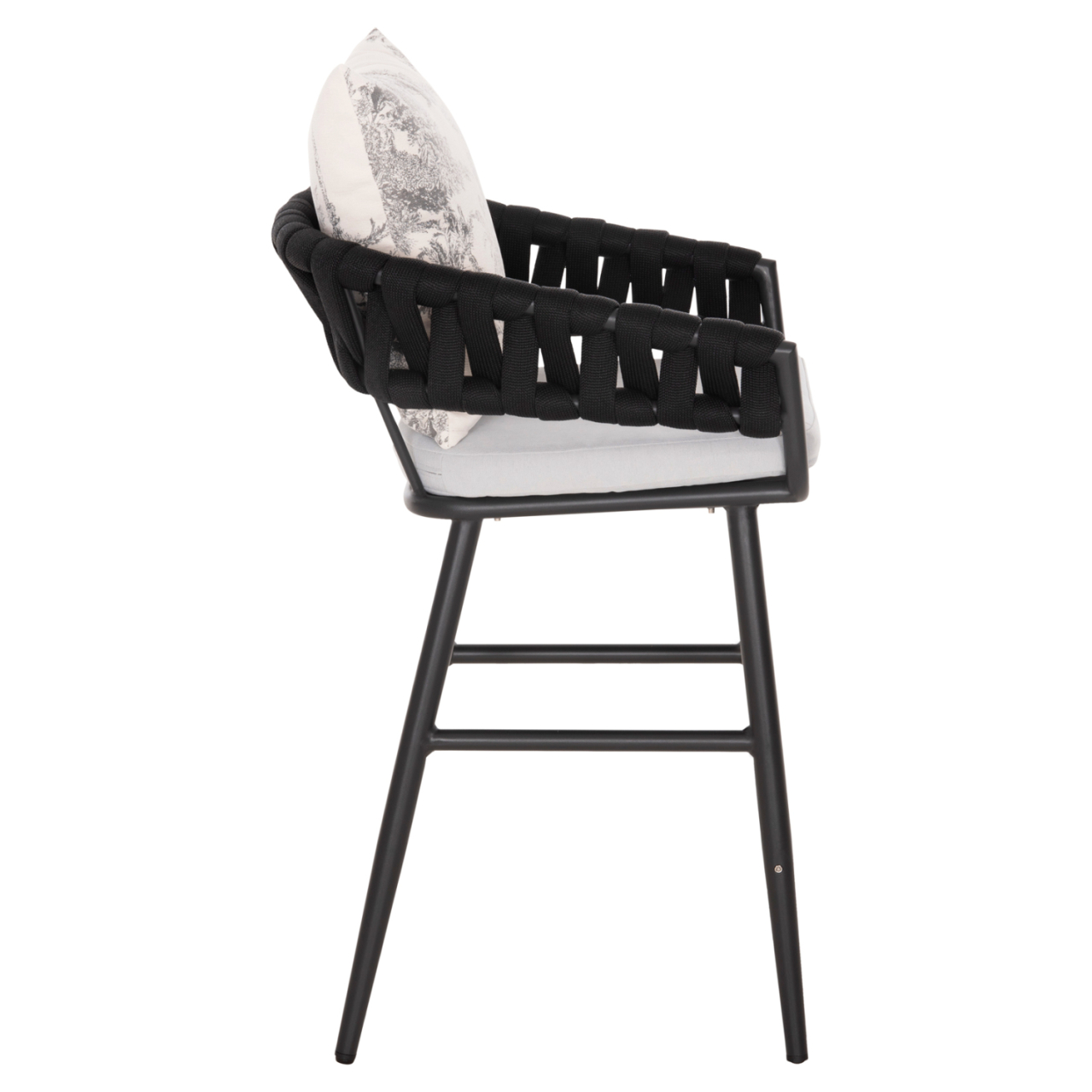 BAR STOOL ALUMINUM CAMDEN HM6142.01 ANTHRACITE WITH ECRU BACK CUSHION WITH PRINT PATTERN 56x60x108Hcm. [4]