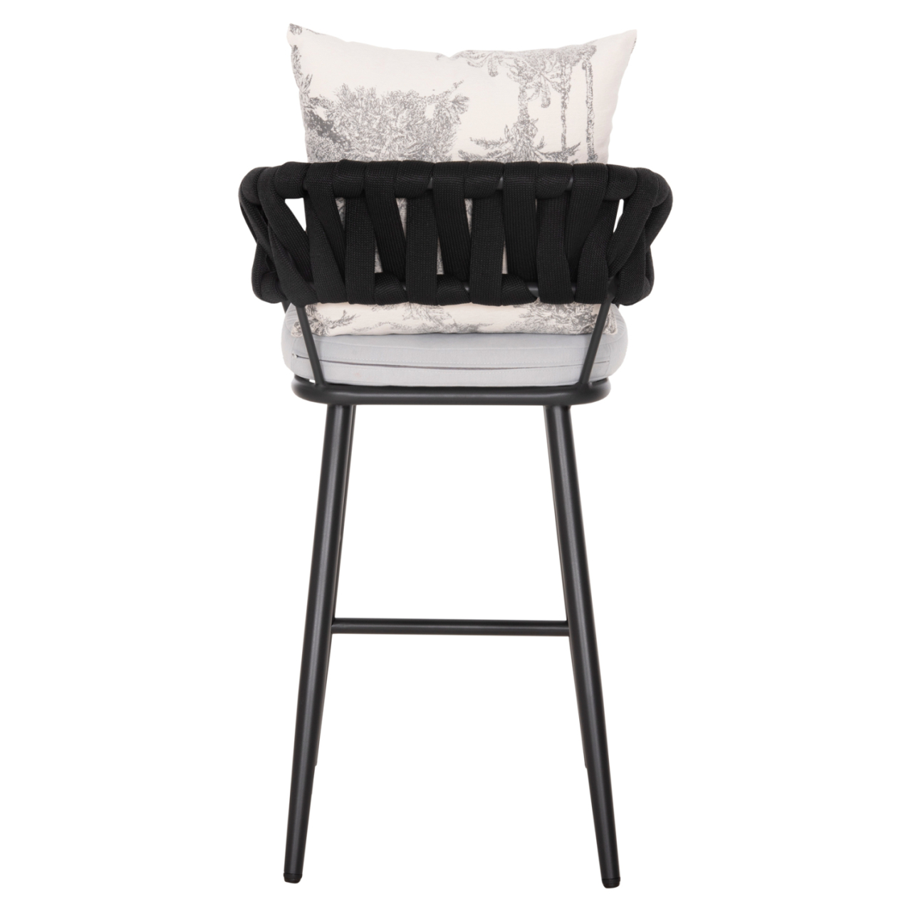 BAR STOOL ALUMINUM CAMDEN HM6142.01 ANTHRACITE WITH ECRU BACK CUSHION WITH PRINT PATTERN 56x60x108Hcm. [6]