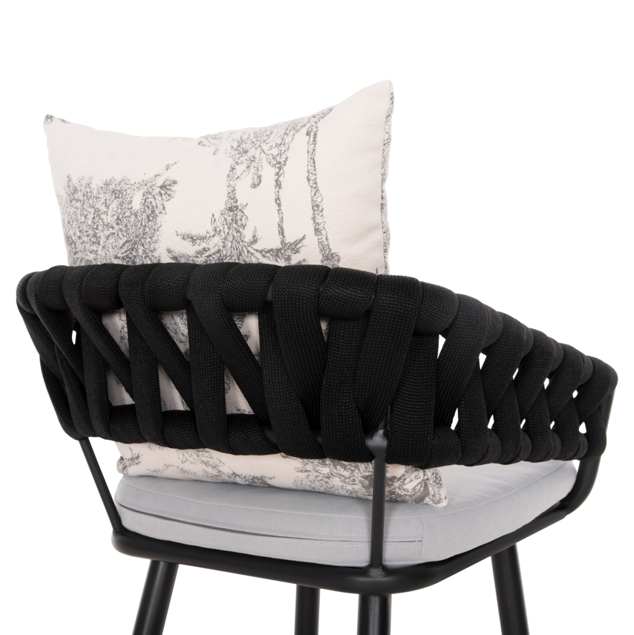 BAR STOOL ALUMINUM CAMDEN HM6142.01 ANTHRACITE WITH ECRU BACK CUSHION WITH PRINT PATTERN 56x60x108Hcm. [9]