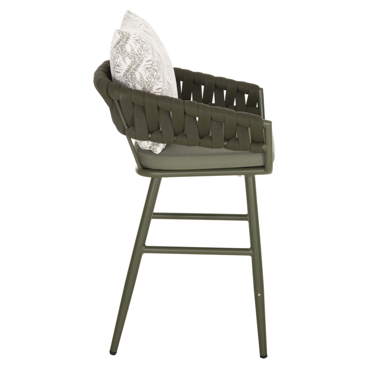 BAR STOOL ALUMINUM CAMDEN HM6142.09 BACK CUSHION WITH PRINT PATTERN-DARK OLIVE 56x60x108Hcm. [4]