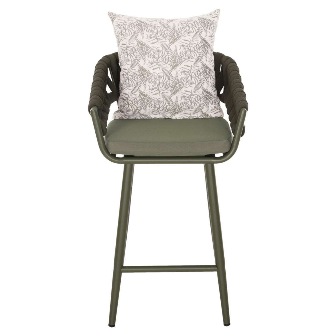 BAR STOOL ALUMINUM CAMDEN HM6142.09 BACK CUSHION WITH PRINT PATTERN-DARK OLIVE 56x60x108Hcm. [3]