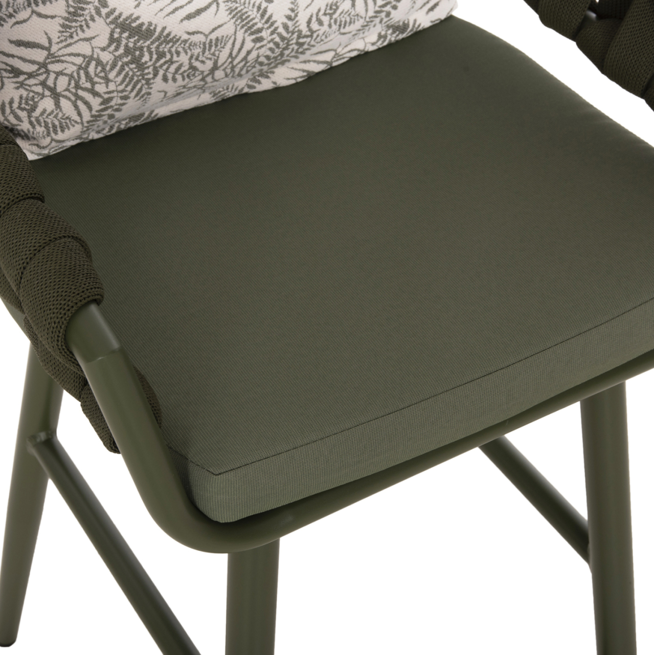 BAR STOOL ALUMINUM CAMDEN HM6142.09 BACK CUSHION WITH PRINT PATTERN-DARK OLIVE 56x60x108Hcm. [8]
