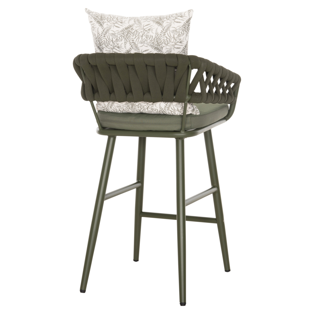 BAR STOOL ALUMINUM CAMDEN HM6142.09 BACK CUSHION WITH PRINT PATTERN-DARK OLIVE 56x60x108Hcm. [5]