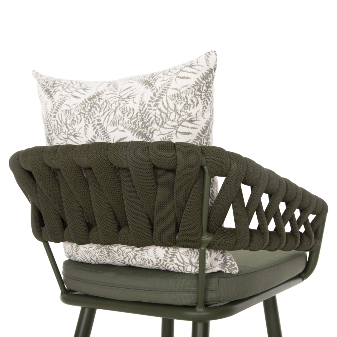 BAR STOOL ALUMINUM CAMDEN HM6142.09 BACK CUSHION WITH PRINT PATTERN-DARK OLIVE 56x60x108Hcm. [9]