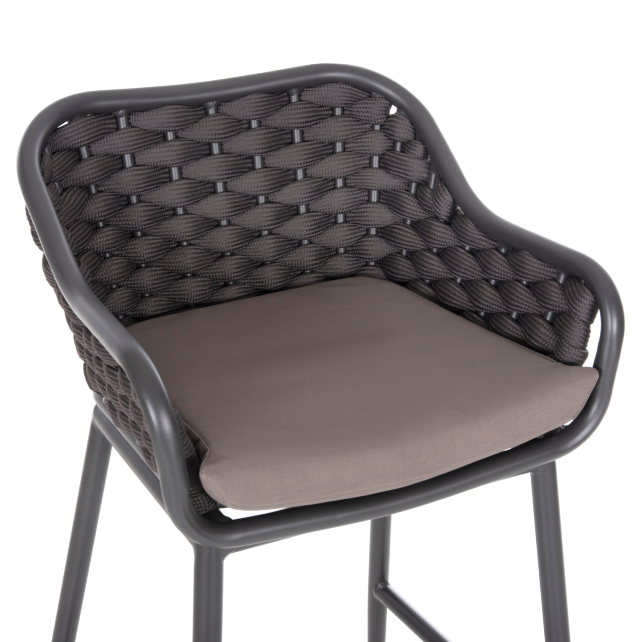 BAR STOOL ALUMINUM FRAME DARK GREY-ROPE BROWN 50x50x103Hcm.HM5862.01 [7]