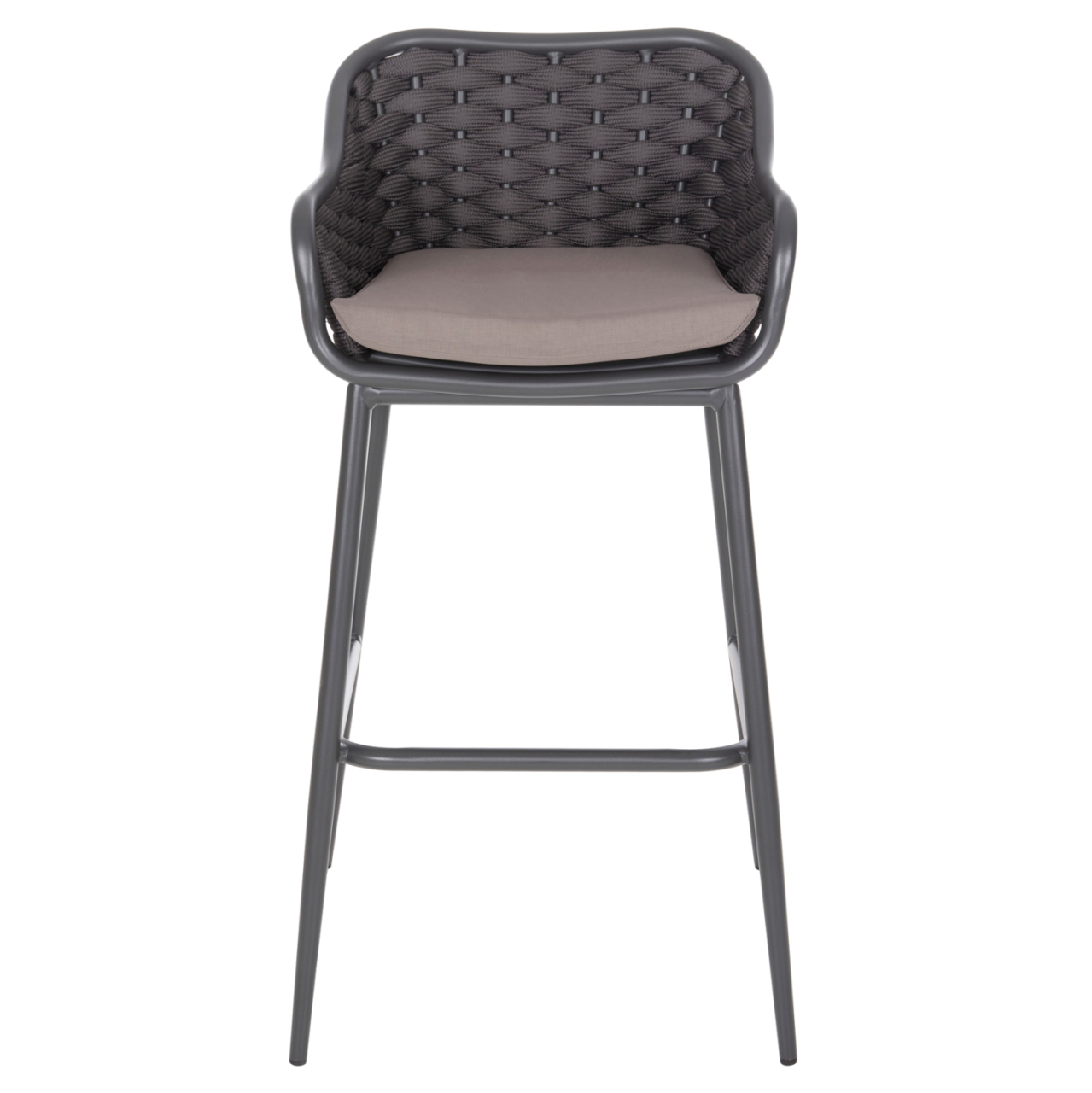 BAR STOOL ALUMINUM FRAME DARK GREY-ROPE BROWN 50x50x103Hcm.HM5862.01 [3]