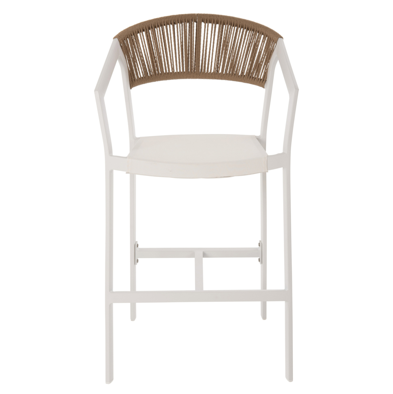 BAR STOOL ALUMINUM IN WHITE HM5892.32 MEDIUM HEIGHT WITH ARMS-RATTANandTEXTLINE 57x57x99,5Hcm [2]