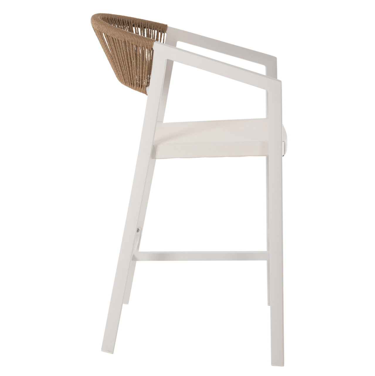 BAR STOOL ALUMINUM IN WHITE HM5892.32 MEDIUM HEIGHT WITH ARMS-RATTANandTEXTLINE 57x57x99,5Hcm [3]